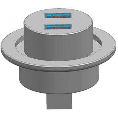 KF40 Flange to 2 Ports USB3.0 Feedthroughs Connector Female to Male Welded Version